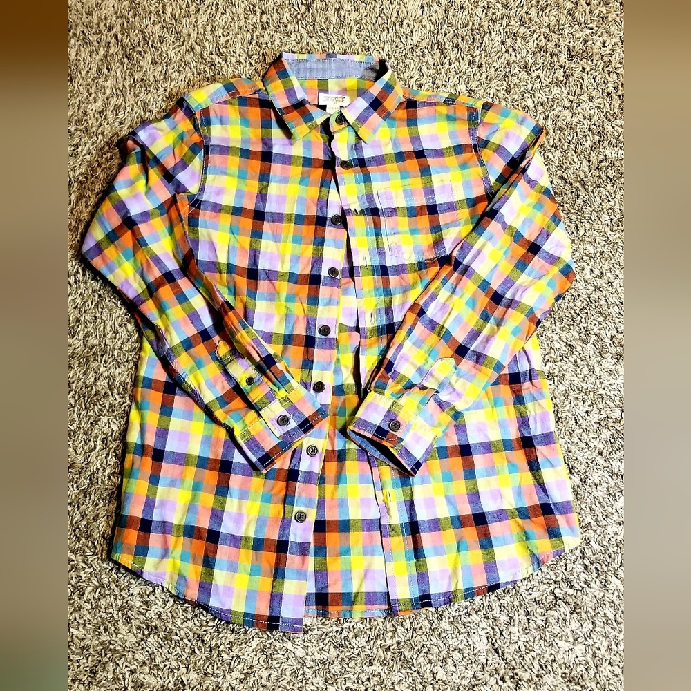 Rainbow Gingham Cat & Jack Large Kids Button-Up